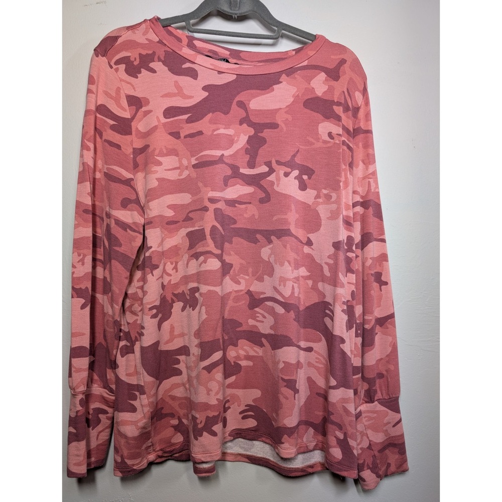 G.I.L.I. Printed Camo Sweatshirt Cuff Pink Camo Large